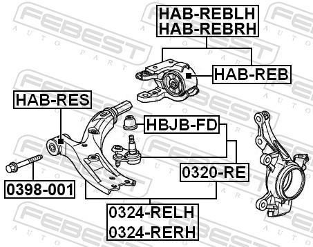 Silent bloc de suspension FEBEST ref. HAB-REB