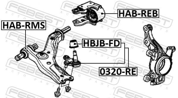 Silent bloc de suspension FEBEST ref. HAB-RMS