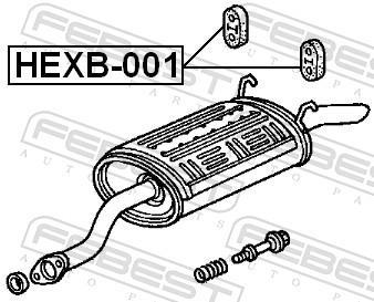 Kit d'assemblage, système d'échappement (Fixations ligne d'échappement) FEBEST ref. HEXB-001