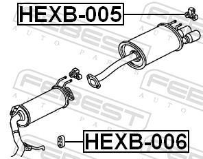 Kit de montagem, linha de escape FEBEST ref. HEXB-005