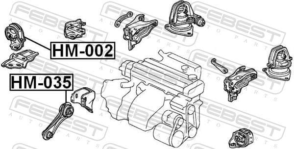 Support moteur (Silent bloc moteur) FEBEST ref. HM-035
