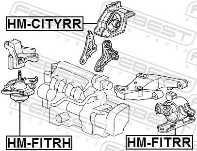 Support moteur (Silent bloc moteur) FEBEST HM-CITYRR