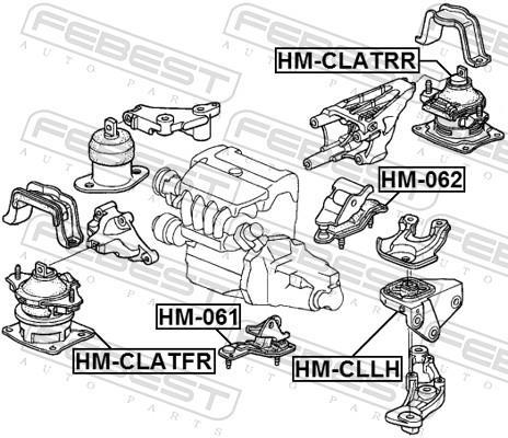 Support moteur (Silent bloc moteur) FEBEST ref. HM-CLLH