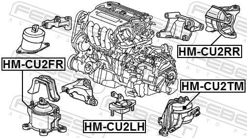 Support moteur (Silent bloc moteur) FEBEST HM-CU2RR