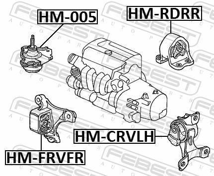 Support moteur (Silent bloc moteur) FEBEST ref. HM-RDRR