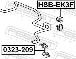 Suspension, stabilisateur FEBEST ref. HSB-EK3F