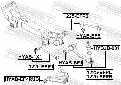 Silent bloc de suspension FEBEST HYAB-EF4RUB