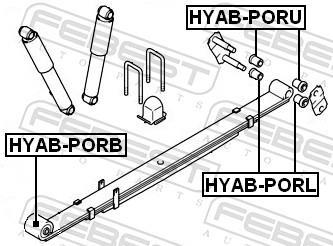Coussinet de palier, ressort à lames FEBEST HYAB-PORB