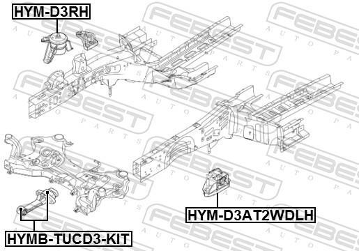 Support moteur (Silent bloc moteur) FEBEST ref. HYM-D3AT2WDLH