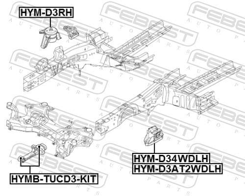 Support moteur (Silent bloc moteur) FEBEST ref. HYM-D3RH
