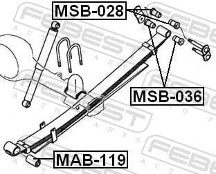 Braçadeira, mola de lâminas FEBEST ref. MAB-119