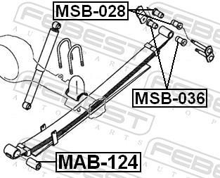Coussinet de palier, ressort à lames FEBEST ref. MAB-124