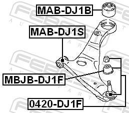 Suspensão, braço oscilante FEBEST ref. MAB-DJ1S