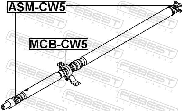 Palier, palier central d'arbre de transmission FEBEST ref. MCB-CW5