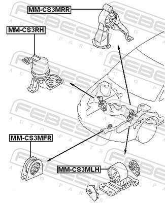 Support moteur (Silent bloc moteur) FEBEST MM-CS3MRR