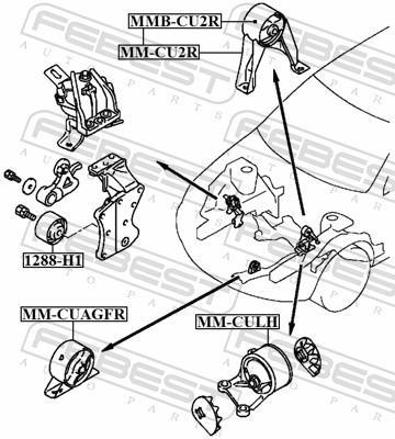 Support moteur (Silent bloc moteur) FEBEST ref. MM-CUAGFR