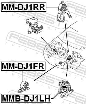 Support moteur (Silent bloc moteur) FEBEST ref. MM-DJ1RR