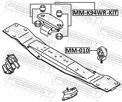 Support de boîte de vitesse FEBEST ref. MM-K94WR-KIT
