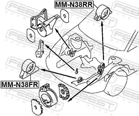 Support moteur (Silent bloc moteur) FEBEST MM-N38RR
