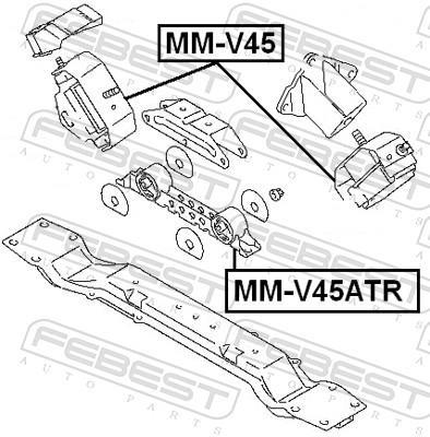 Support moteur (Silent bloc moteur) FEBEST ref. MM-V45