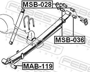 Coussinet de palier, ressort à lames FEBEST ref. MSB-028