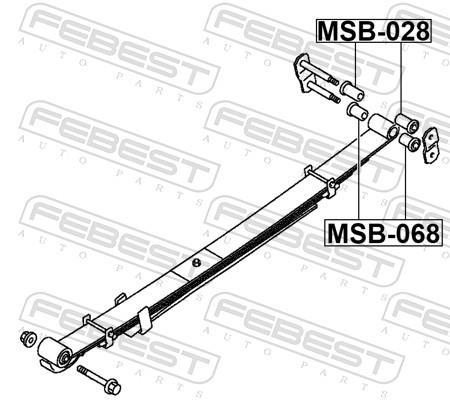 Coussinet de palier, ressort à lames FEBEST ref. MSB-068
