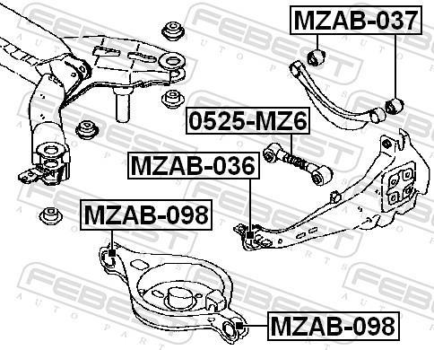 Suspension, crémaillère de direction FEBEST ref. MZAB-036