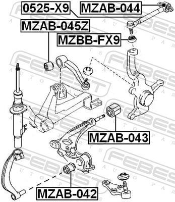 Suspensão, braço oscilante FEBEST ref. MZAB-044
