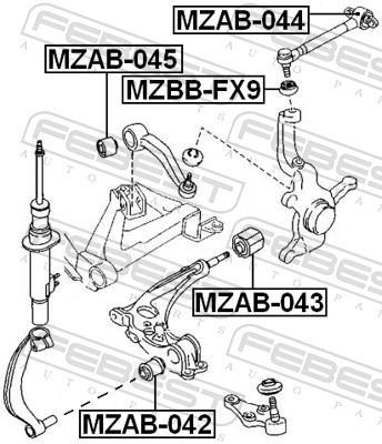 Suspensão, braço oscilante FEBEST ref. MZAB-045