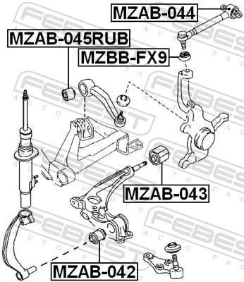 Silentblock de Suspensión FEBEST MZAB-045RUB