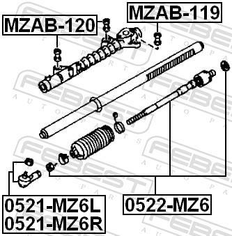 Suspension, crémaillère de direction FEBEST ref. MZAB-120