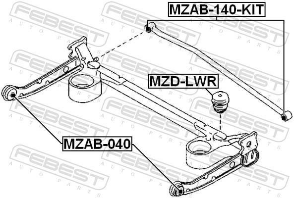 Silent bloc de suspension FEBEST ref. MZAB-140-KIT