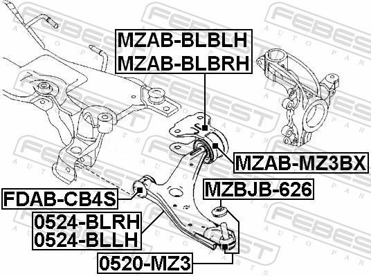 Silent bloc de suspension FEBEST ref. MZAB-BLBRH