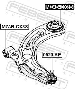 Silent bloc de suspension FEBEST MZAB-CX3S