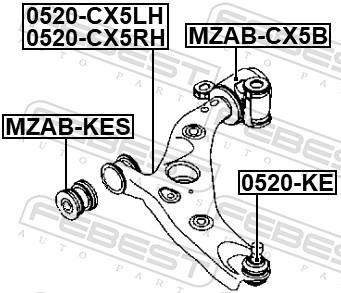 Silent bloc de suspension FEBEST MZAB-CX5B