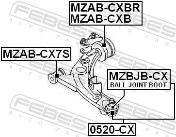 Silent bloc de suspension FEBEST ref. MZAB-CX7S