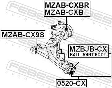 Silent bloc de suspension FEBEST ref. MZAB-CX9S