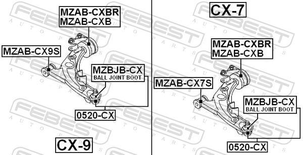 Silent bloc de suspension FEBEST ref. MZAB-CXBR