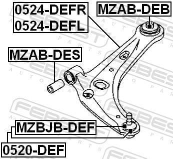 Silent bloc de suspension FEBEST MZAB-DES