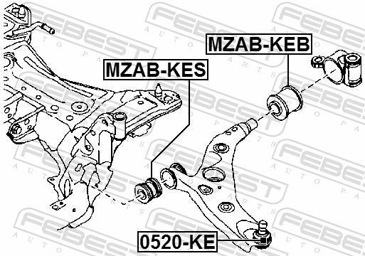 Silent bloc de suspension FEBEST ref. MZAB-KES