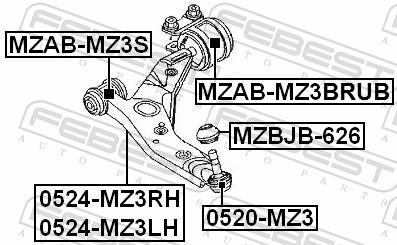 Silentblock de Suspensión FEBEST ref. MZAB-MZ3BRUB