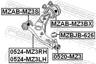 Silentblock de Suspensión FEBEST ref. MZAB-MZ3BX