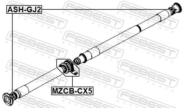 Rolamento do veio de transmissão FEBEST ref. MZCB-CX5