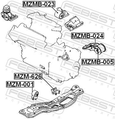 Support moteur (Silent bloc moteur) FEBEST MZMB-023