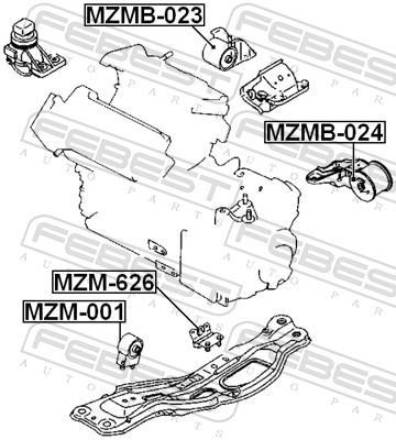 Support moteur (Silent bloc moteur) FEBEST ref. MZMB-024