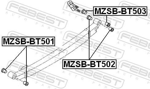 Coussinet de palier, ressort à lames FEBEST MZSB-BT501
