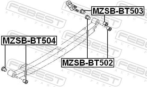 Braçadeira, mola de lâminas FEBEST ref. MZSB-BT503
