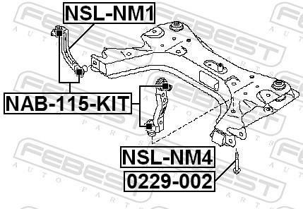 Apoyo, brazo del eje (Silentblock, brazo eje) FEBEST ref. NAB-115-KIT