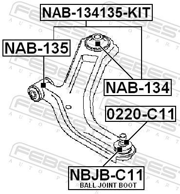 Silent bloc de suspension FEBEST ref. NAB-134135-KIT