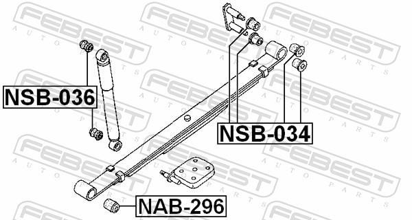 Braçadeira, mola de lâminas FEBEST ref. NAB-296